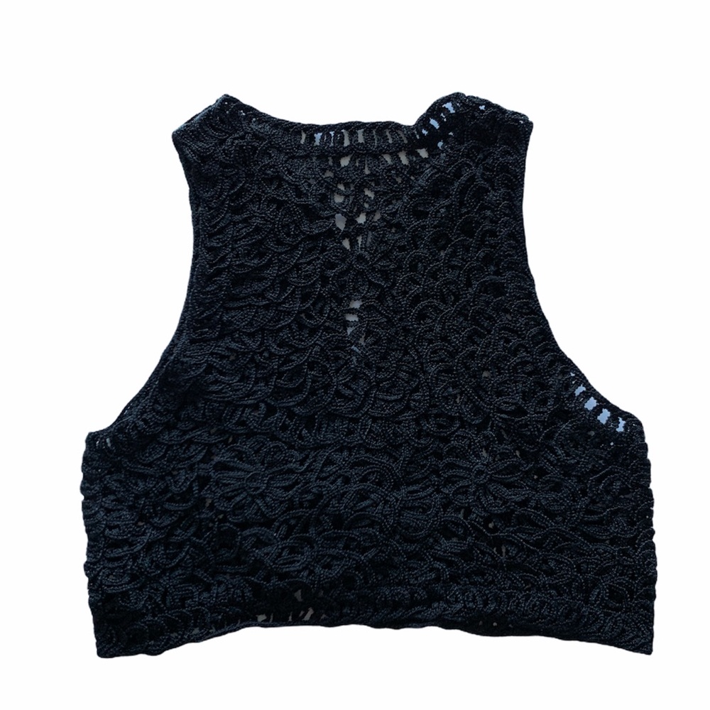 Black beautiful floral crotchet best in size small - Picture 3 of 7